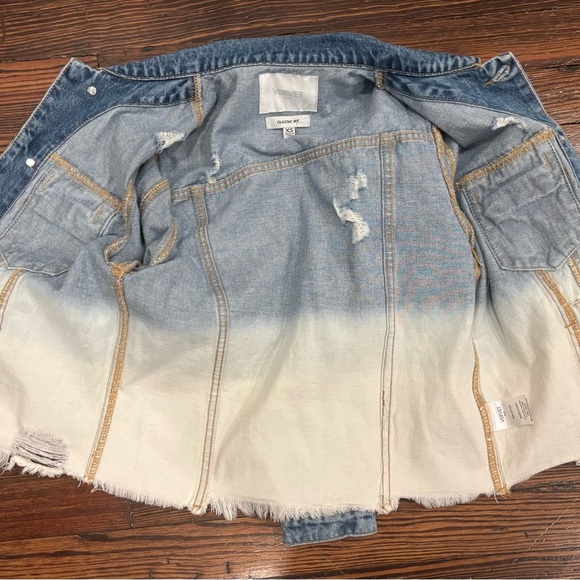 NWT Vervet women’s Denim Classic Fit Ombrè Distressed Jacket Sz Xs - Picture 4 of 5
